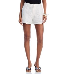 Aqua White Lace High-Waist Shorts